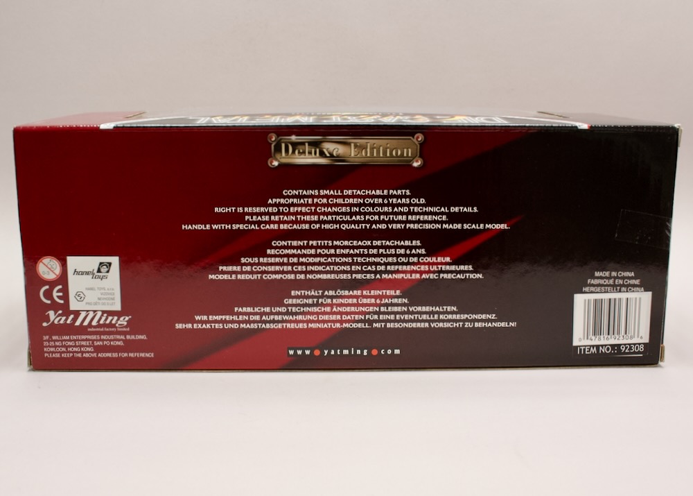 Zadní strana balení modelu Cadillac Coupe DeVille 1949 1:18 Yat Ming s označením Deluxe Edition