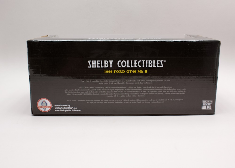 Krabice modelu Ford GT40 Mk II 1966 Shelby Collectibles – informace o modelu