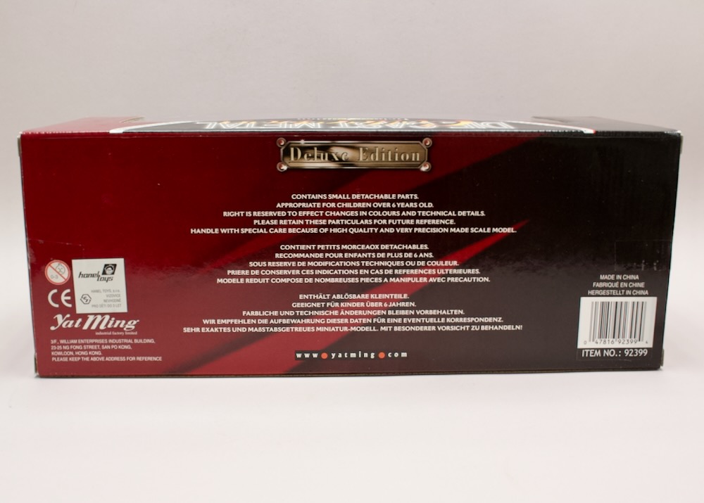 Zadní strana balení modelu Plymouth Pro Street 1941 #39 1:18 Yat Ming s označením Deluxe Edition