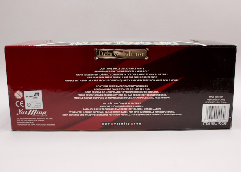 Zadní strana balení modelu Shelby Cobra 427 S/C 1964 1:18 Yat Ming s označením Deluxe Edition