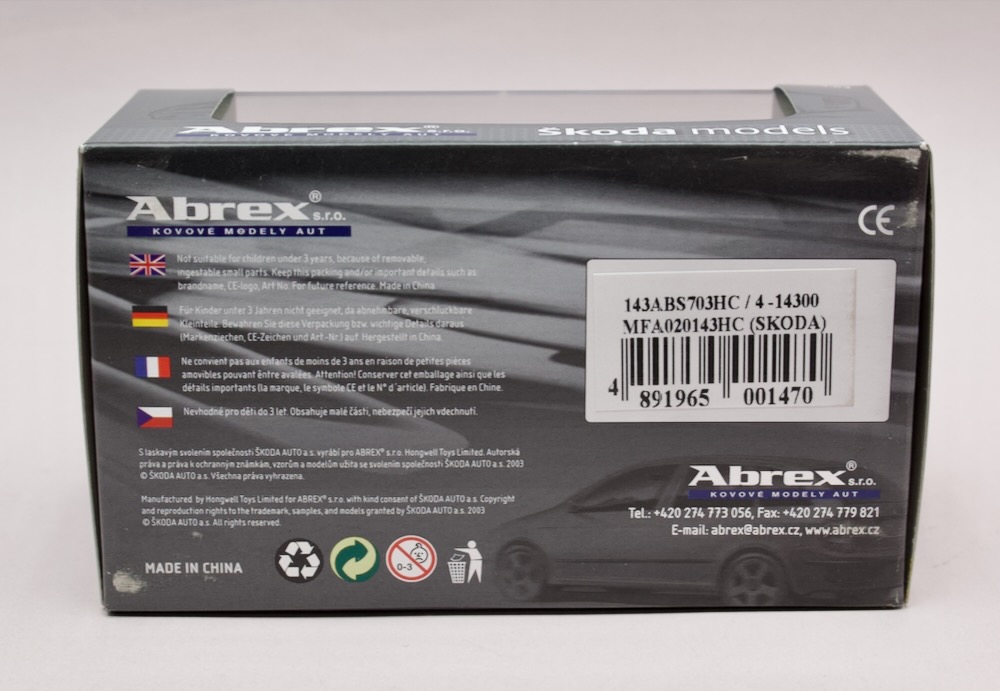 Abrex 1:43 Škoda Felicia 1963 tyrkysová – originál zalepený model
143ABS703HC / 4-14300