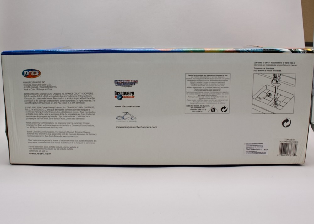 Zadní strana balení setu Ford pickup a Fire Bike 1:18 Ertl Orange County Choppers