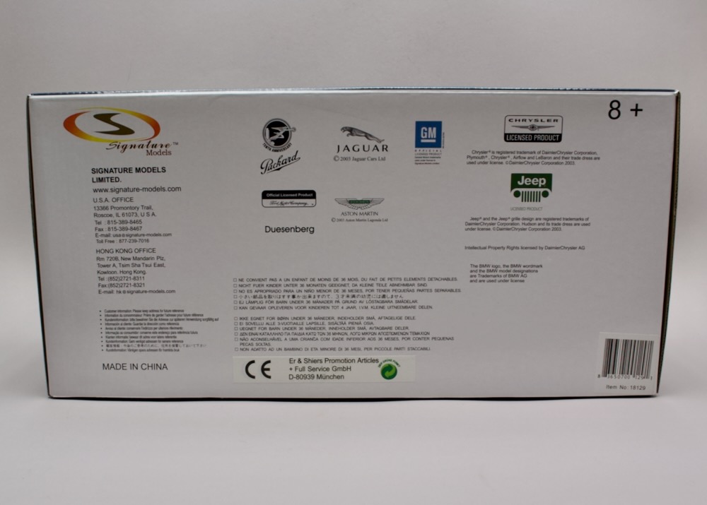 Zadní strana balení modelu Mercedes-Benz 770K 1938 1:18 Signature Models 18129