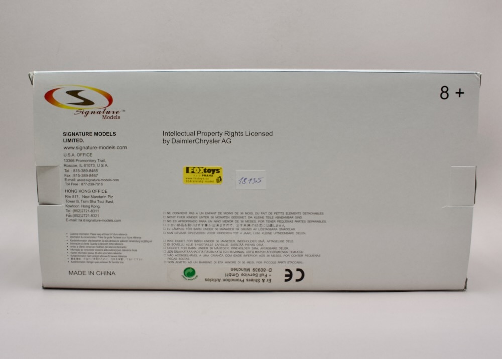 Zadní strana balení modelu Mercedes-Benz 770K Pullman Cabriolet 1:18 Signature Models 18135