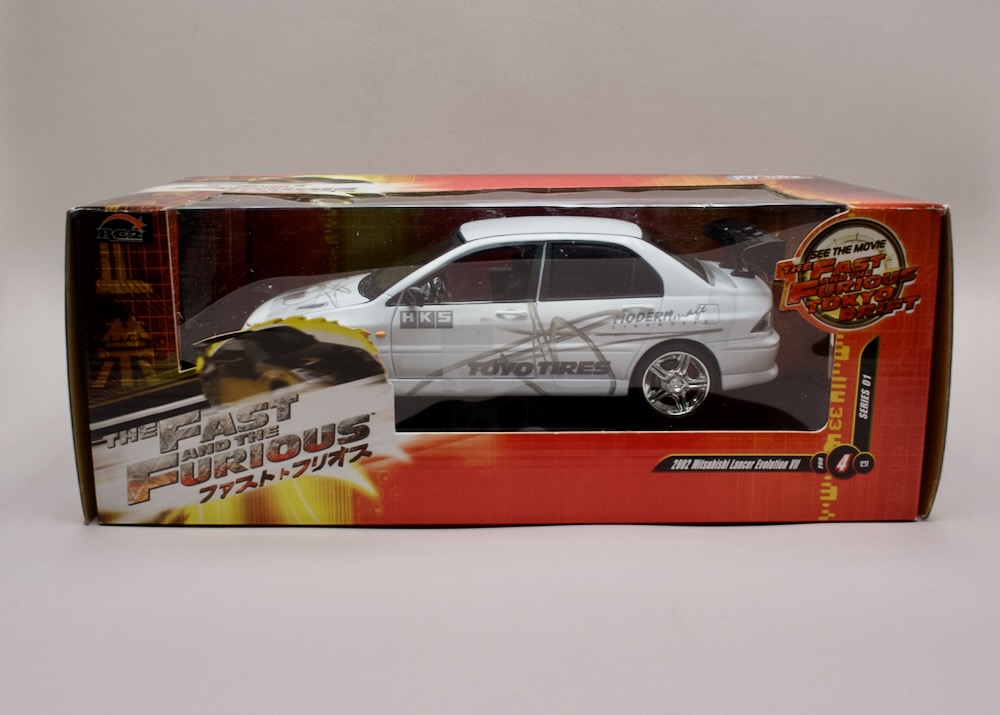 Mitsubishi Lancer Evo VII 2002 Fast & Furious Tokyo Drift (4) 1:18 Joy Ride 53607D – zapáskovaný, nevybalený