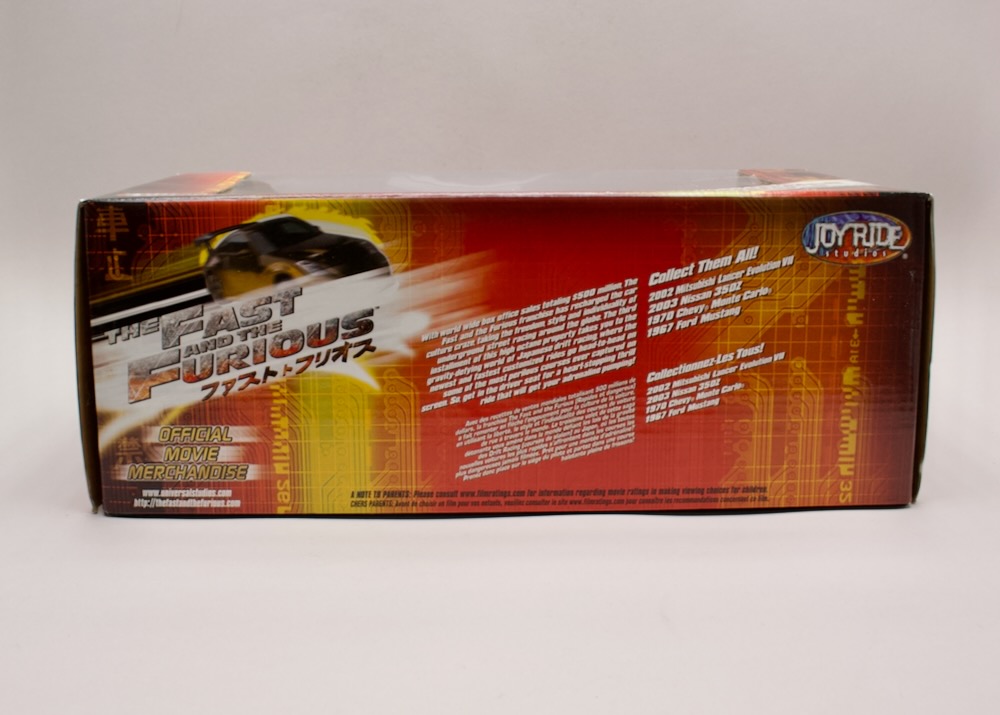 Boční strana krabice Fast and Furious Mitsubishi Lancer Evolution VII 1:18