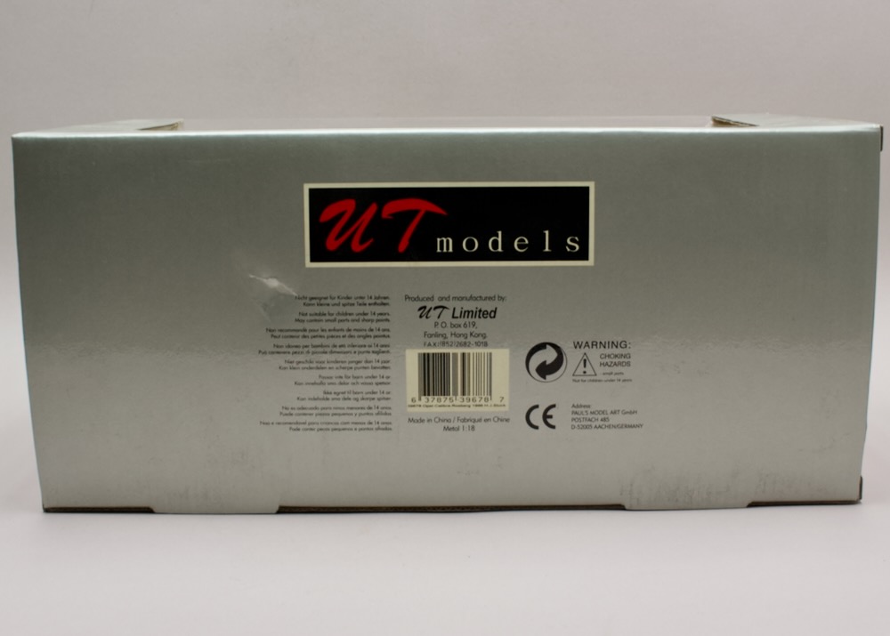 Zadní strana balení modelu Opel Calibra #44 Team Rosberg 1:18 UT Models 39678