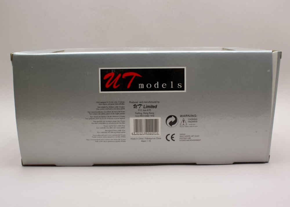 Zadní strana balení modelu Opel Calibra #8 Team Joest 1:18 UT Models 38022