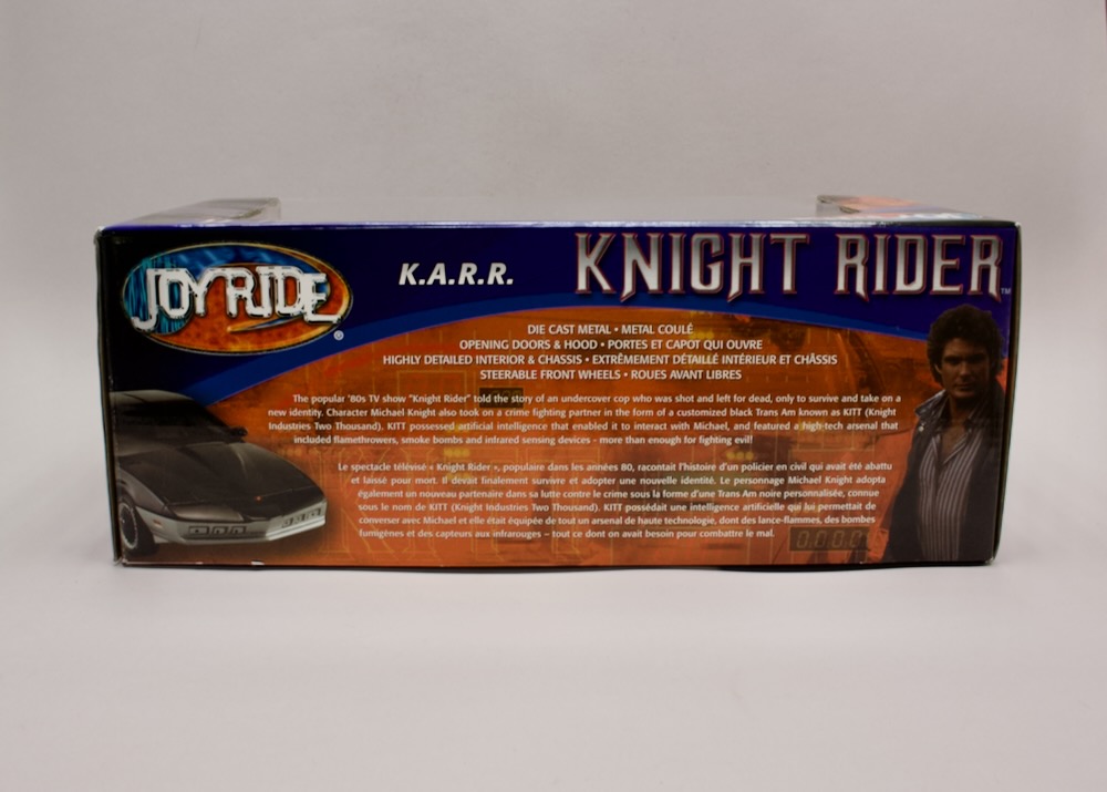 Boční strana krabice modelu Knight Rider K.A.R.R. 1:18 Joy Ride