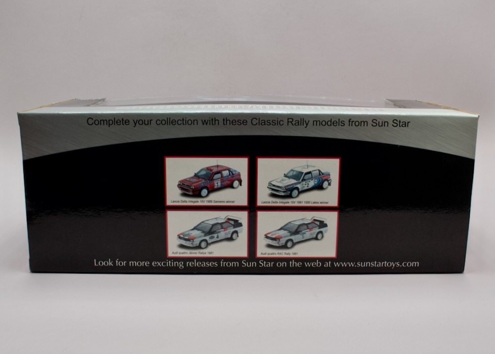 Boční strana balení modelu Lancia Delta HF Integrale 16V #2 1000 Lakes Rally 1991 ze série Classic Rally Collectibles