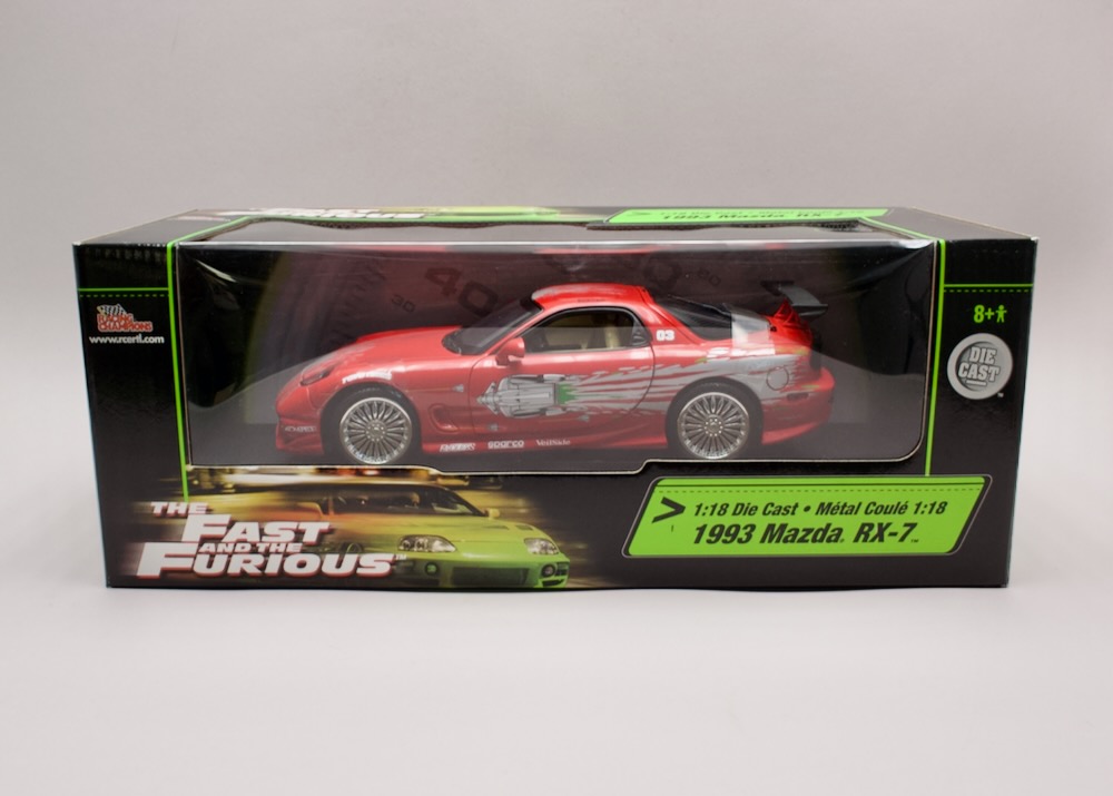 Mazda RX-7 1993 Fast & Furious 1:18 Joy Ride 33414 – zapáskovaný – mimo dveří, nevybalený