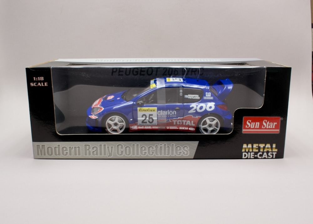 Peugeot 206 WRC #25 Rally Monte Carlo 2002 1:18 Sun Star – Harri Rovanperä v originálně zapáskovaném balení