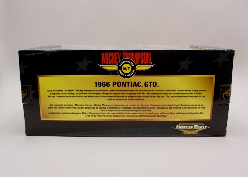 Boční strana krabice Pontiac GTO 1966 Mickey Thompson Hobby Edition 1 of 5000