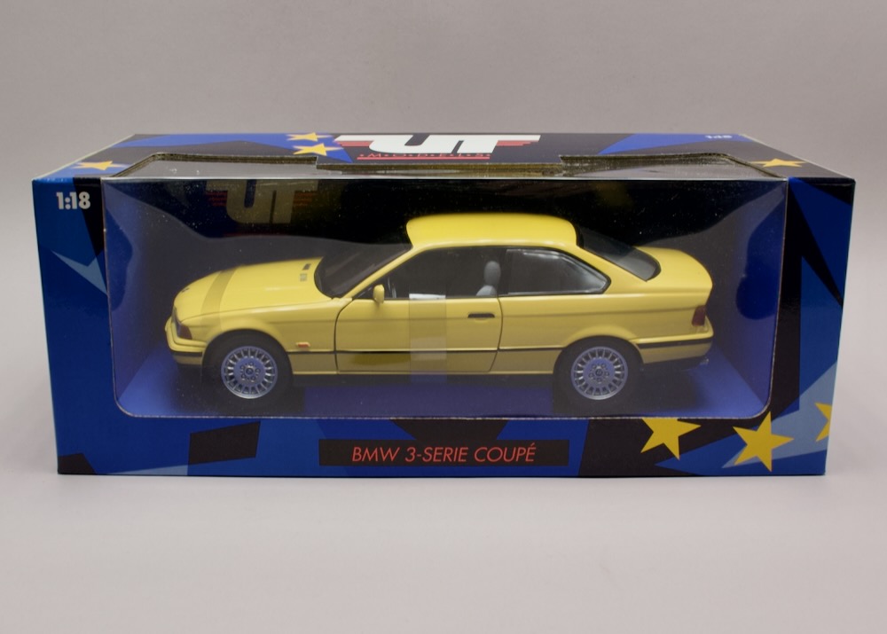 BMW 3 Series Coupé (E36) 1:18 UT Models 180023320 – žlutý, nevybalený