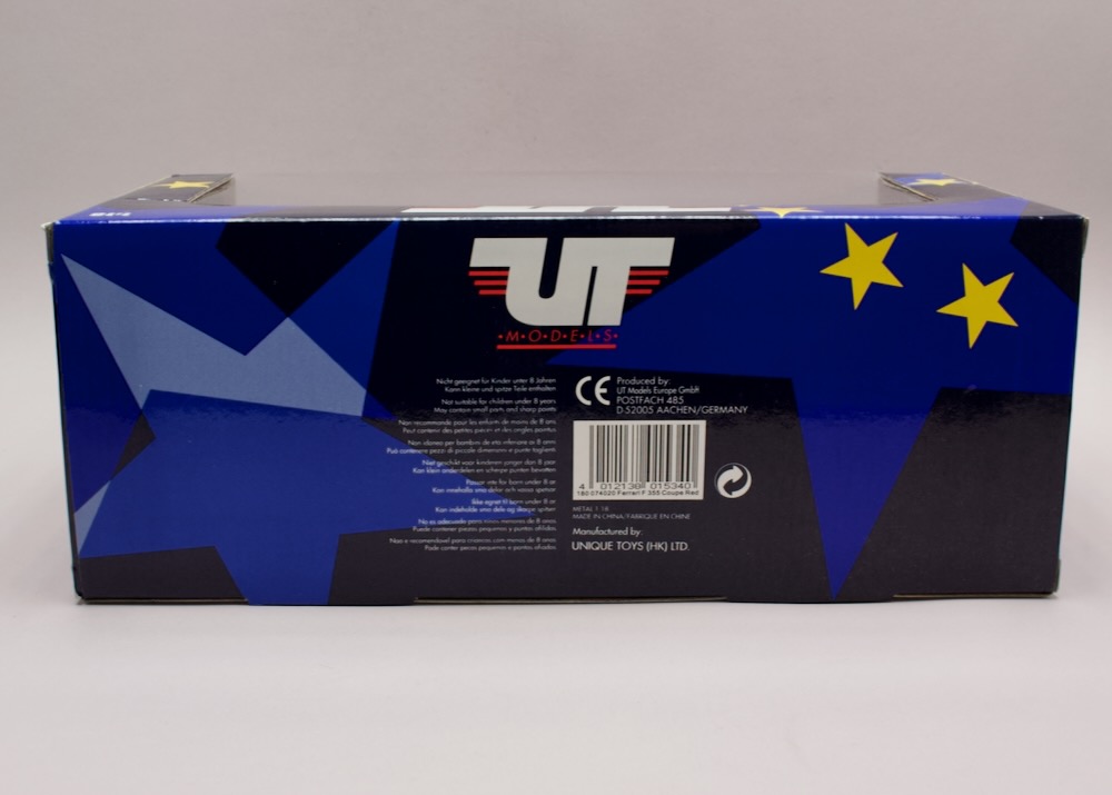 Zadní strana krabice modelu Ferrari F355 Berlinetta UT Models 180074020